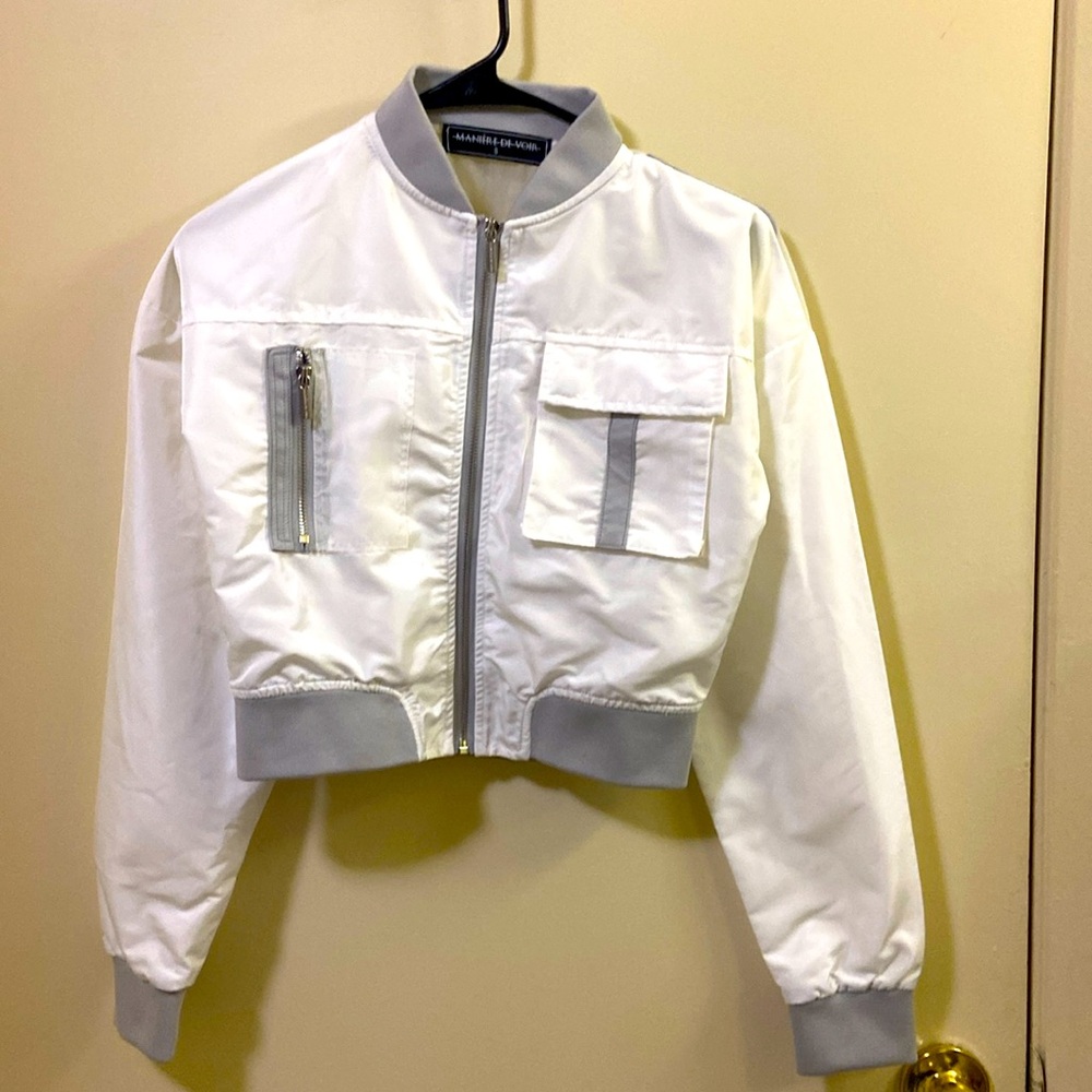 Maniere de voir white/ sheer bomber jacket